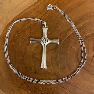RETIRED Serenity Cross Necklace, Sterling Silver